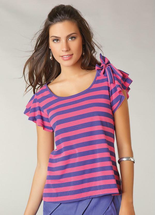 Blusa listrada rosa Clearance