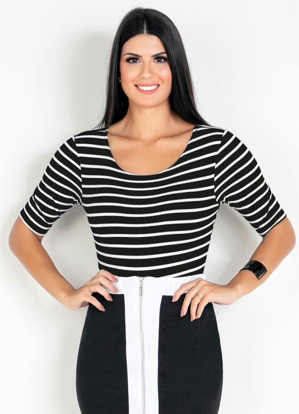 Body com Manga 3/4 (Listrado) Moda Evangélica Body com Manga 3/4 (Listrado) Moda Evangélica