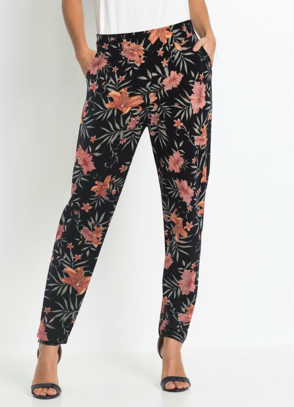 Calça com Bolso (Floral Preta) Calça com Bolso (Floral Preta)