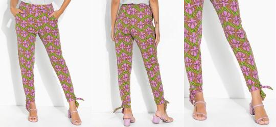 Cal�a Flora Retr� Roxo com Amarra��o