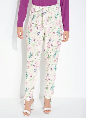 Cal�a (Floral) com Amarra��es e Cintura Alta