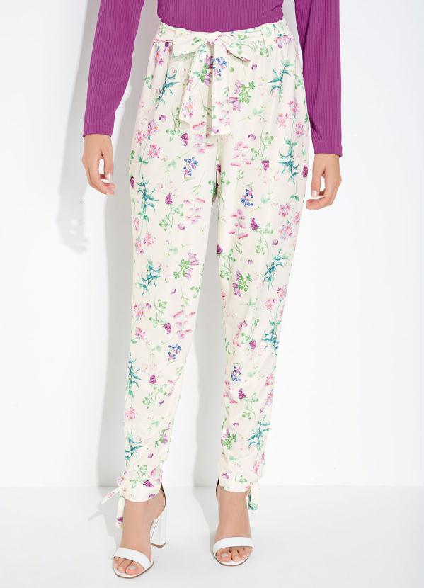 Cal�a (Floral) com Amarra��es e Cintura Alta