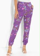 Cal�a Floral Roxo com Bolsos Funcionais