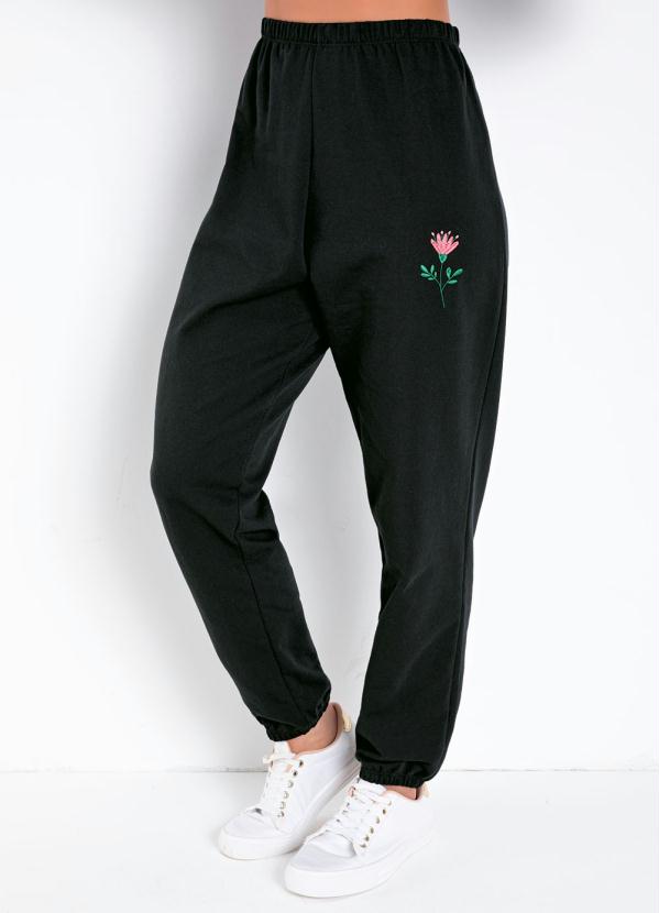 Calça Jogger (Preta) com Bordado Calça Jogger (Preta) com Bordado