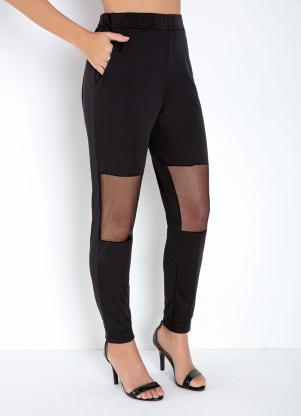 Calça (Preta) com Recortes em Tule Calça (Preta) com Recortes em Tule