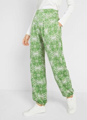 Cal�a com Bolsos Cintura Alta (Verde/Branco)