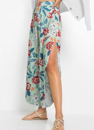 Cal�a com Fenda Transpassada (Floral Verde)