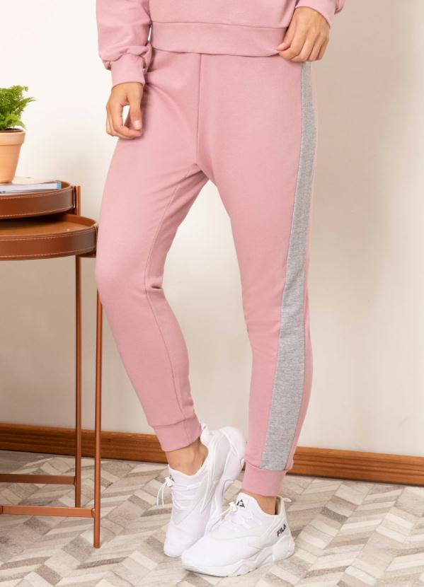 Calça Confort (Rosa e Mescla) com Faixa Lateral Calça Confort (Rosa e Mescla) com Faixa Lateral