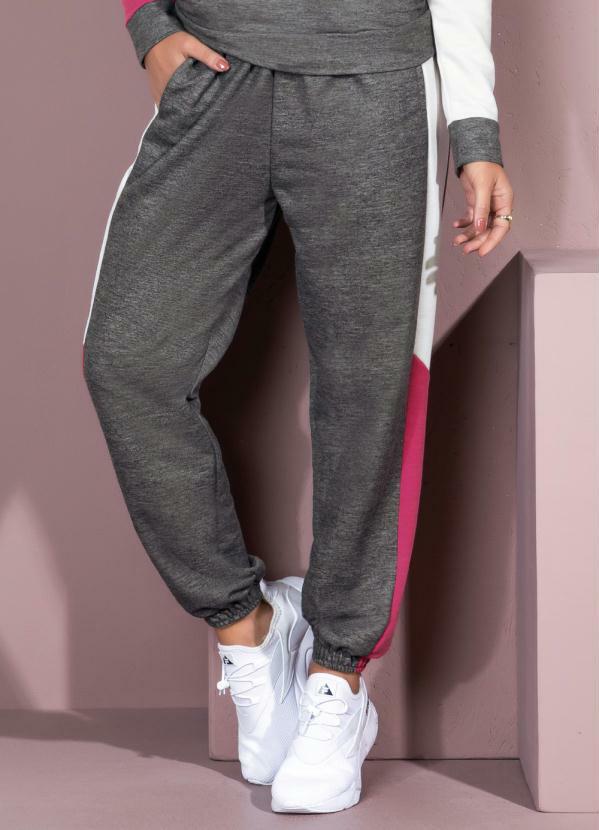 Calça de Moletom (Mescla/Pink/Branco) Calça de Moletom (Mescla/Pink/Branco)