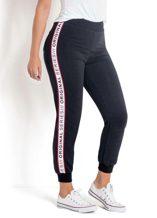 Cal�a em Moletom com Faixa Miss Masy (Preta)