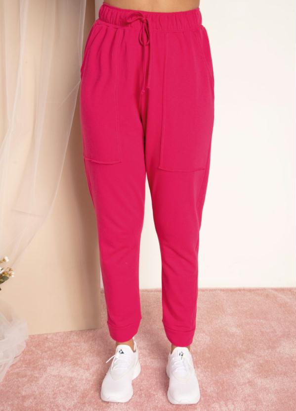 Cal�a em Moletom (Pink) com Bolsos