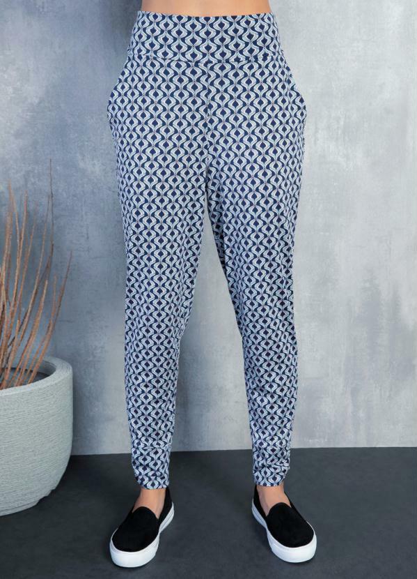 Cal�a Jogger (Geom�trico Azul) com Bolsos
