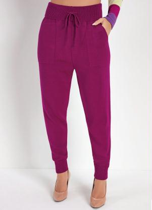 Cal�a Jogger (P�rpura) em Tric� com Bolsos