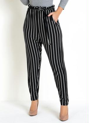 Calça (Listrada) com Amarração na Cintura Calça (Listrada) com Amarração na Cintura