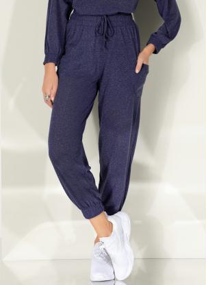Cal�a (Marinho) Jogger com Bolsos Laterais