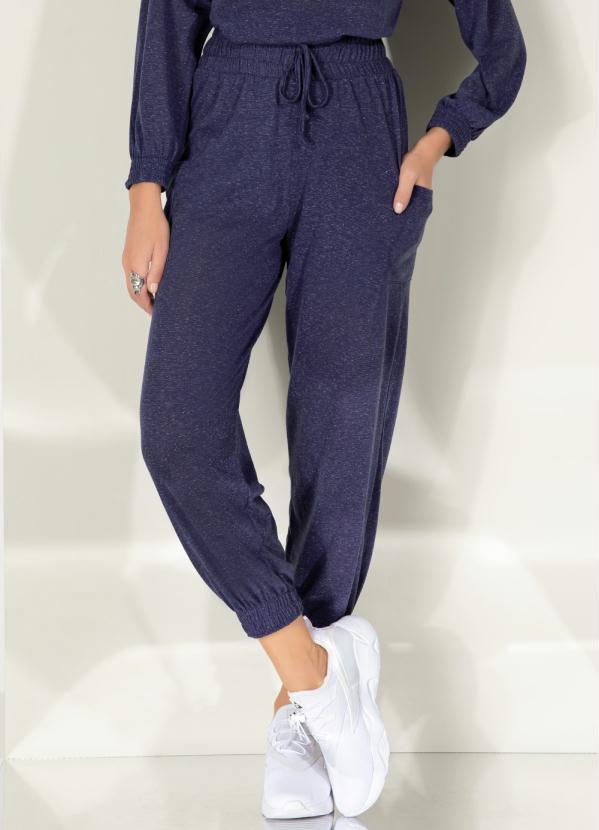 Cal�a (Marinho) Jogger com Bolsos Laterais
