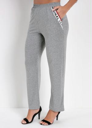 Calça (Mescla) com Detalhe de Cadarço nos Bolsos Calça (Mescla) com Detalhe de Cadarço nos Bolsos