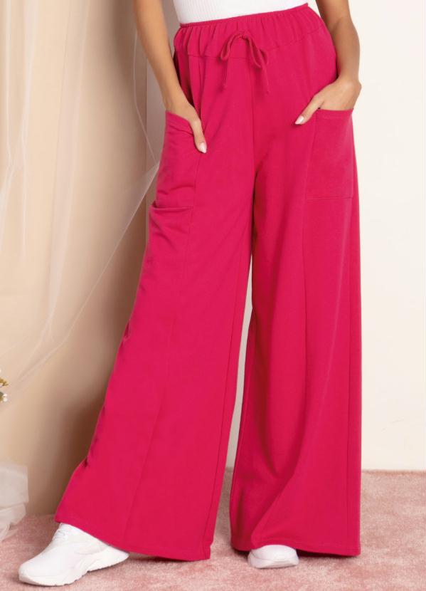 Cal�a Pantalona em Moletom (Pink) com Bolsos