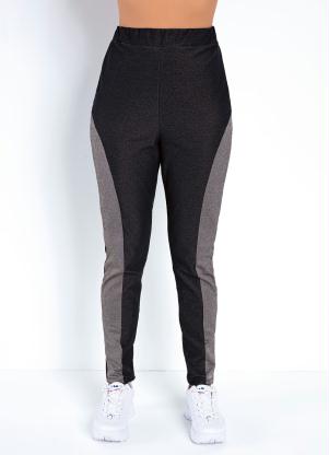 Cal�a (Preta Jeans) com Recortes Contrastantes