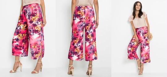 Cal�a com Fenda Pantacourt Floral Pink