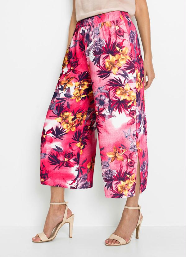 Cal�a com Fenda Pantacourt (Floral Pink)