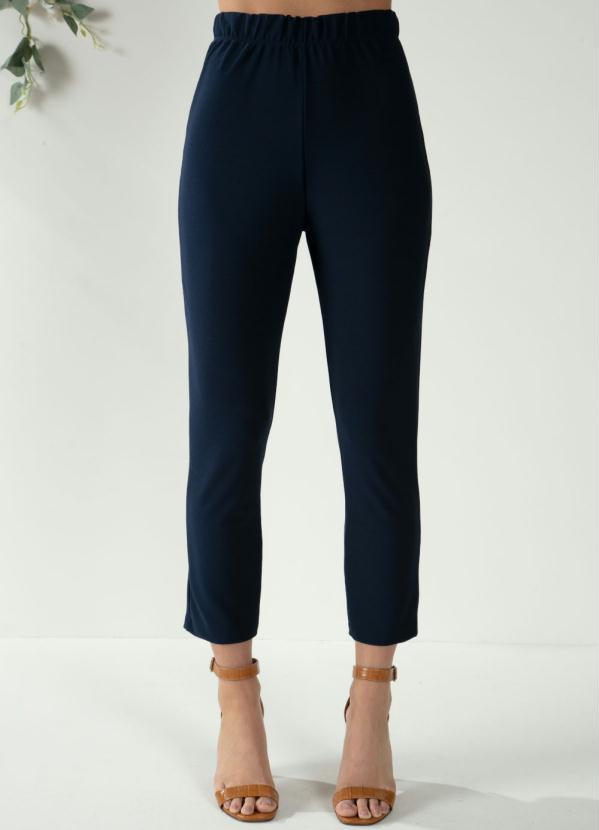 Cal�a Cropped (Marinho) com Cintura Alta