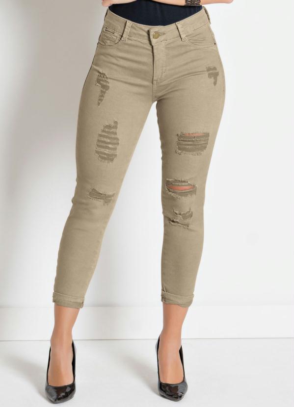 calça jeans feminina bege