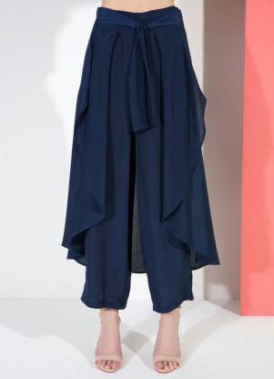 Calça (Marinho) com Sobreposição para Amarrar Calça (Marinho) com Sobreposição para Amarrar