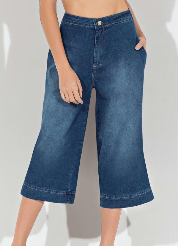 Cal�a Pantacourt (Jeans) com Bolsos Funcionais