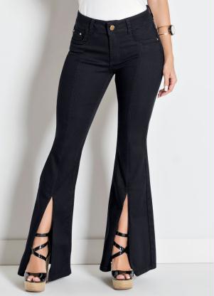 Calça Flare (Preta) Sawary com Fenda Frontal Calça Flare (Preta) Sawary com Fenda Frontal