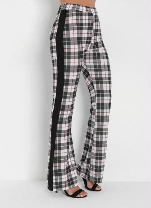 Cal�a Flare (Xadrez Branca) com Recorte Lateral