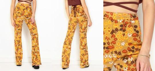 Cal�a Floral com Cintura Alta