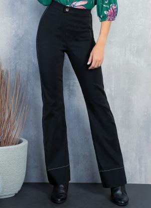 Cal�a (Preta) Barra Larga e Costura em Contraste