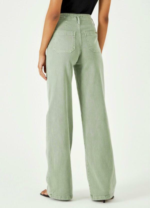calça wide leg cintura super alta verde militar