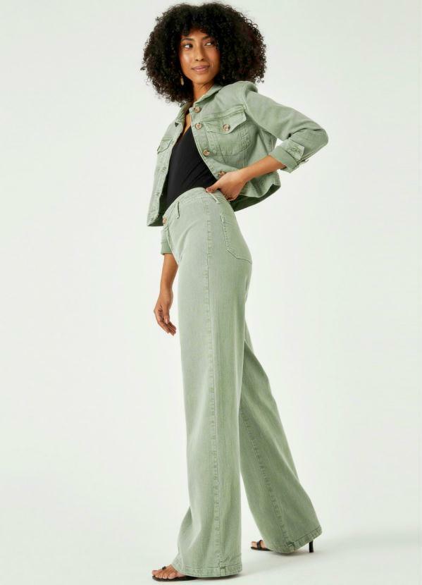 Calça wide leg verde militar | SERENA COMPANY