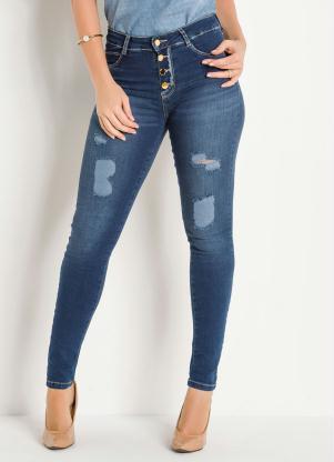 Calça Cigarrete (Jeans) Botões e Puídos Sawary Calça Cigarrete (Jeans) Botões e Puídos Sawary