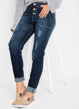 Cal�a Cigarrete Jeans Destroyed (Azul Escuro)