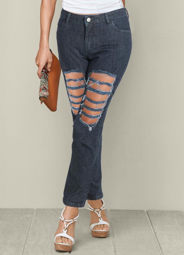 Calça Cigarrete Rasgada (Azul) Calça Cigarrete Rasgada (Azul)