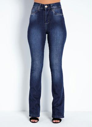 Cal�a (Jeans) Boot Cut com Bordado no Bolso Sawary