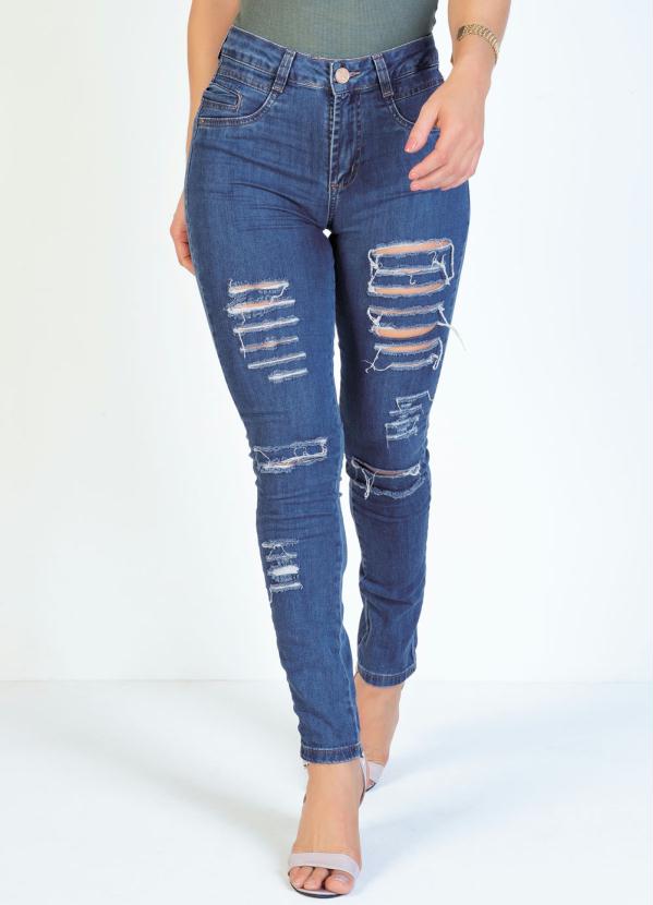 Cal�a (Jeans) Cigarrete Destroyed com Bolso Sawary