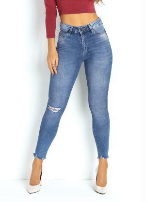 Calça (Jeans) Cigarrete Destroyed no Joelho Sawary Calça (Jeans) Cigarrete Destroyed no Joelho Sawary