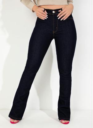 Cal�a (Jeans Escura) Boot Cut com Bolsos Sawary