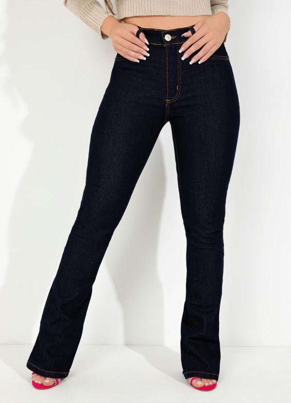 Cal�a (Jeans Escura) Boot Cut com Bolsos Sawary