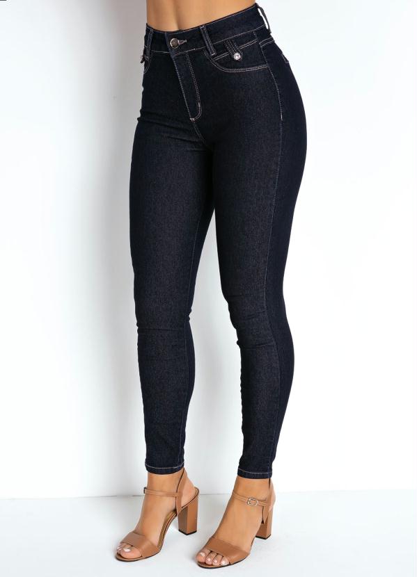 Cal�a (Jeans Escura) Cigarrete com Pedraria Sawary