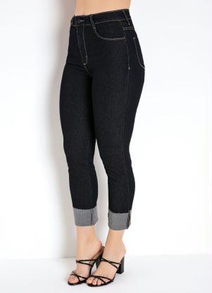 Cal�a (Jeans Escura) Cropped com Bolsos Sawary