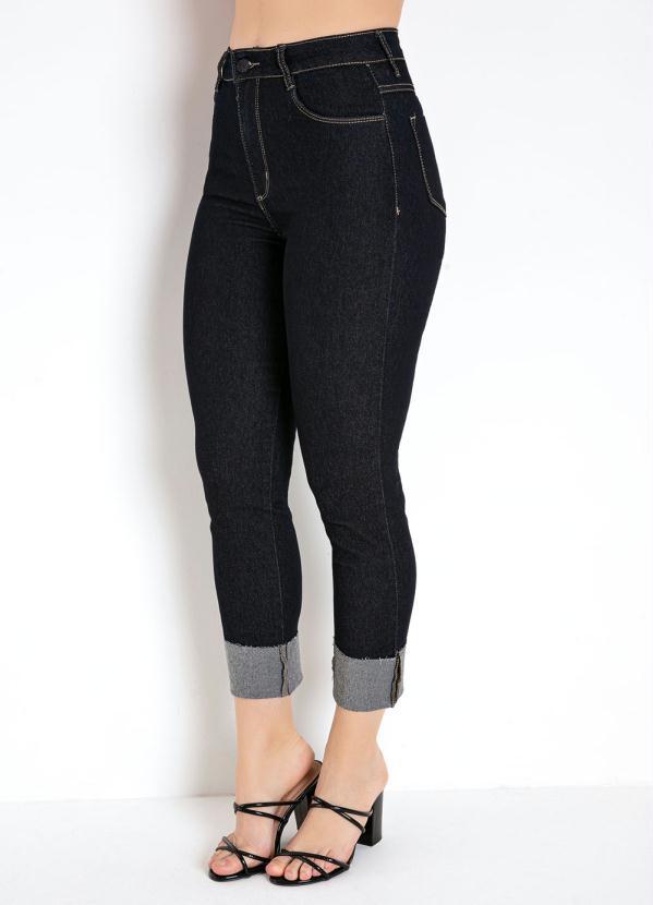 Cal�a (Jeans Escura) Cropped com Bolsos Sawary