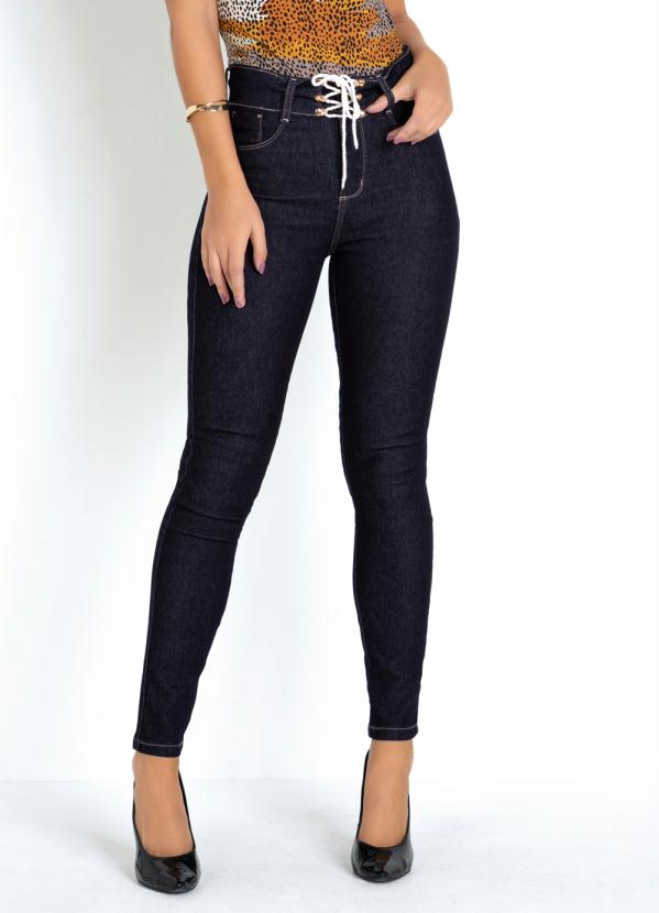 Cal�a (Jeans Escura) Sawary com Cinto Decorativo