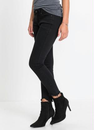 Cal�a Jeans Skinny Barra Destroyed (Preta)