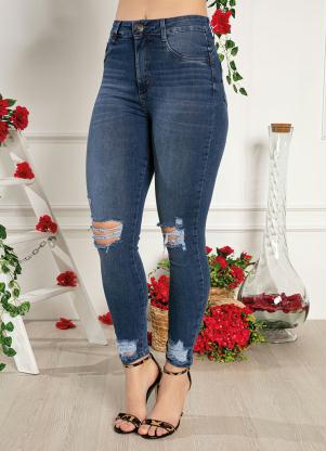 Calça (Jeans) Skinny com Bolsos e Destroyed Sawary Calça (Jeans) Skinny com Bolsos e Destroyed Sawary