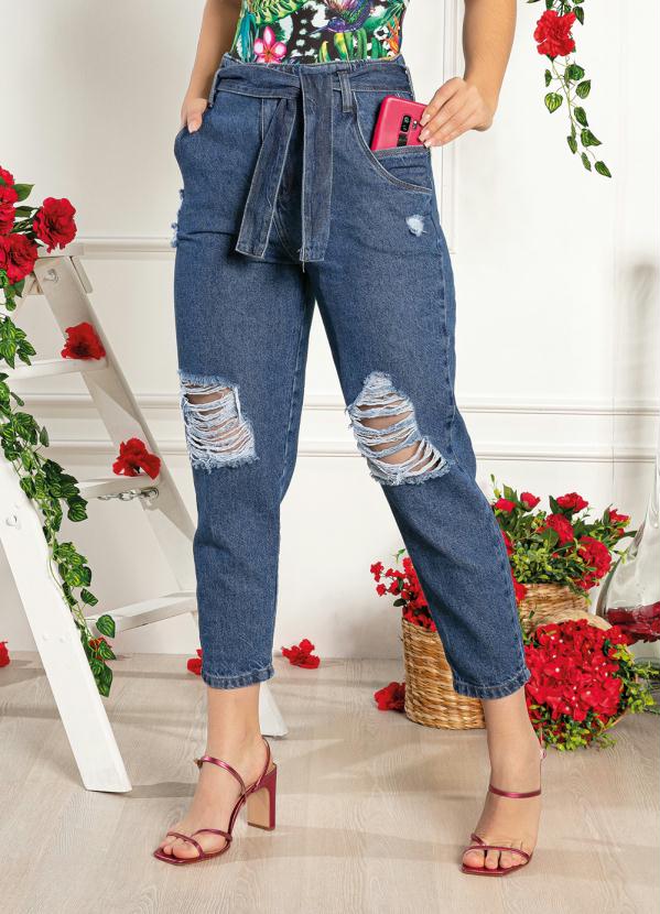 Cal�a (Jeans) Slouchy com Faixa Sawary